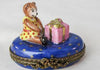 Teddy Bear w Present Porcelain Limoges Trinket Box - Limoges Box Boutique