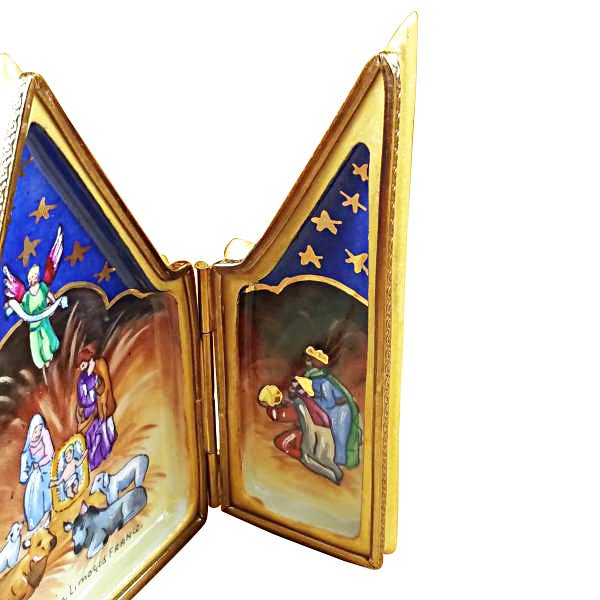 Triptych Nativity set depicting the birth of Jesus in stunning artistry