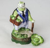 Turtle Gardener w Lettuce Porcelain Limoges Trinket Box - Limoges Box Boutique