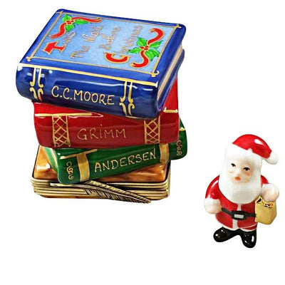 Twas the Night Before Christmas Stack of Books with Removable Santa