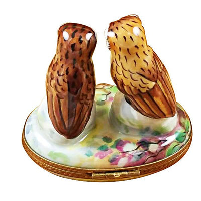 Handcrafted two owl figurines made of resin