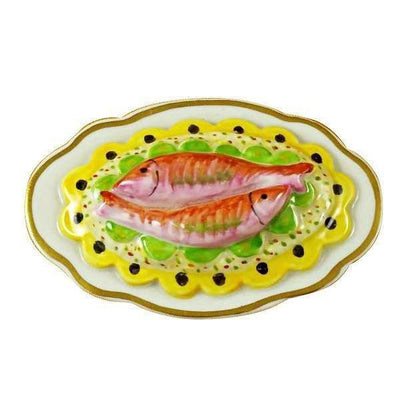 Two Salmon Fish on a Platter Limoges Box - Limoges Box Boutique