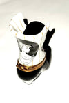 White Black Striped Victorian Boot