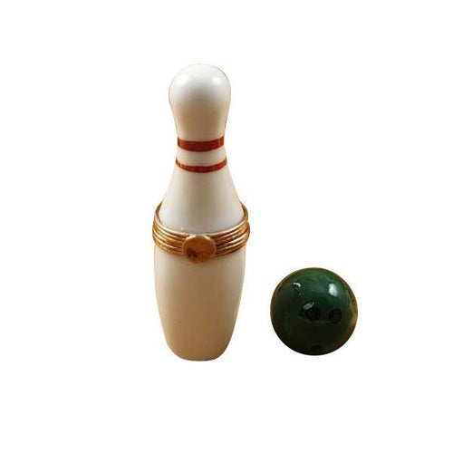 White Bowling Pin With Green Removable Bowling Ball