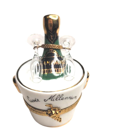 White Cuvee Millenium Bucket of Champagne Two Glasses - Made by Artoria for Sinclair