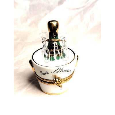 White Cuvee Millenium Bucket of Champagne Two Glasses - Made by Artoria for Sinclair Limoges Box - Limoges Box Boutique