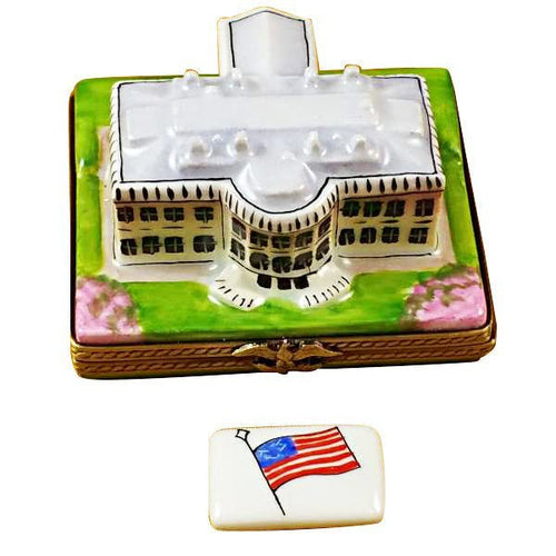 White House with Removable Porcelain Flag