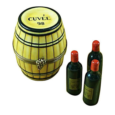 Wine Barrel with 3 Bottles