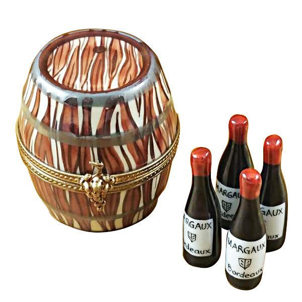 Wine Barrel with 4 Bottles
