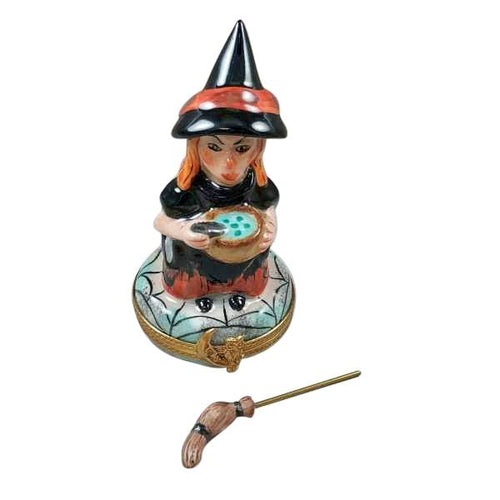 Witch with Broom and Cauldron