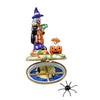 Decorative witch figurine with a removable spider and pumpkin