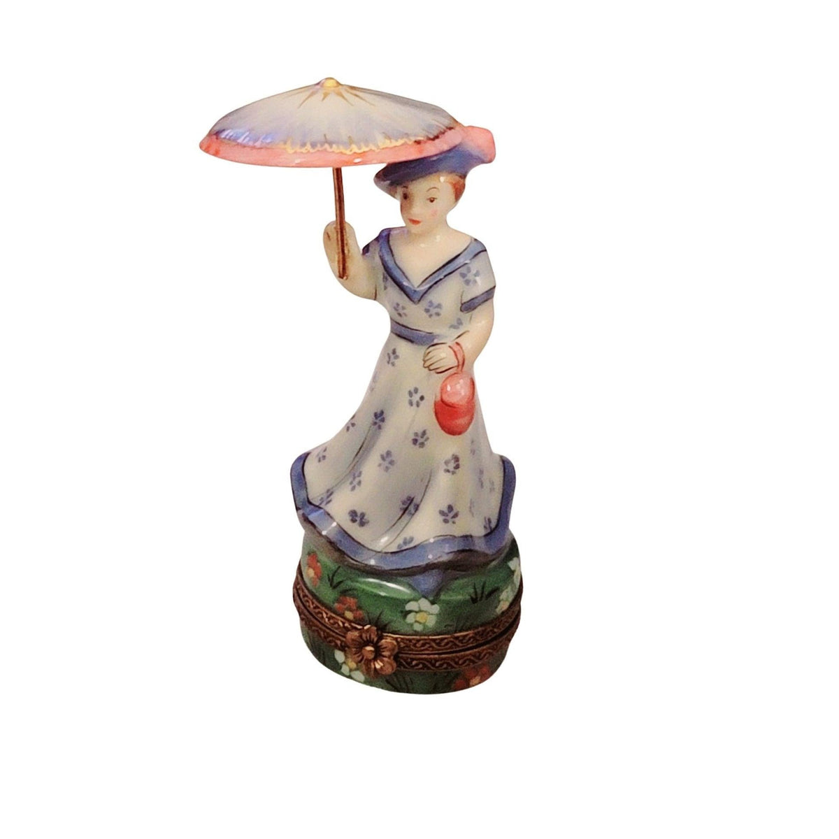 Woman Umbrella Parasol Blue Monet No. 1 of 500 Limoges Box Figurine - Limoges Box Boutique