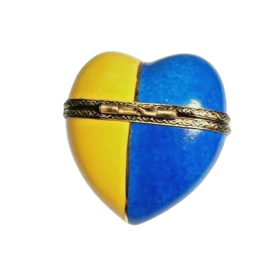 Yellow Blue Flowered Heart w Cherub Clasp