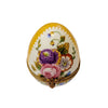 Stunning yellow Easter egg featuring hand-painted roses and beautiful floral details